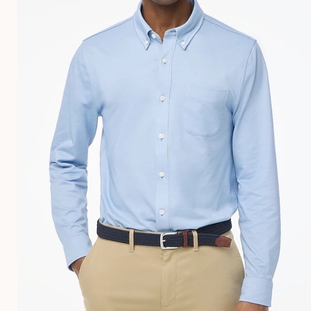 J crew pale seascape Performance knit oxford shirt